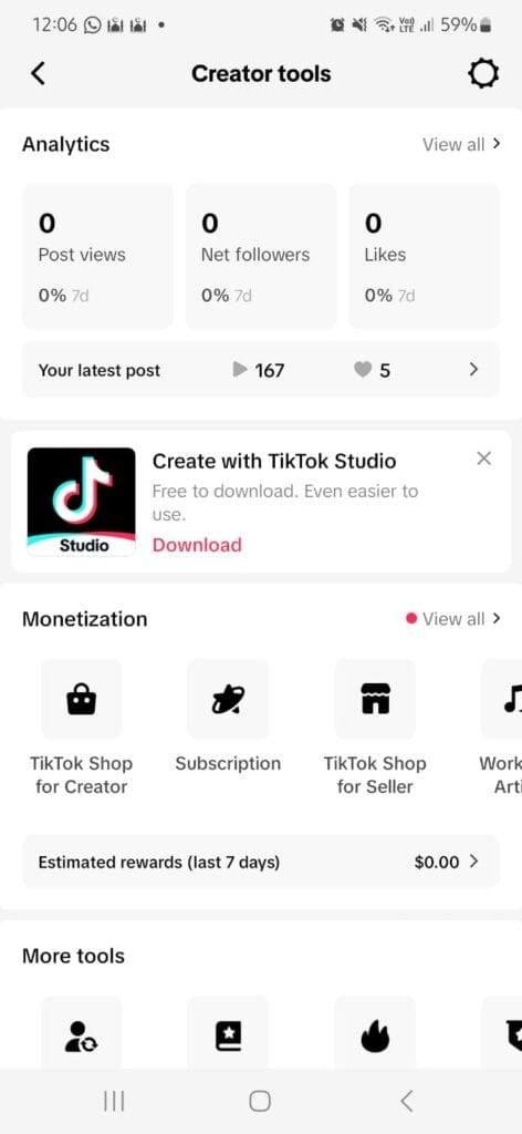 Menu Tiktok Shop For Creator